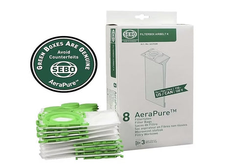 SEBO 6629AM K Series Filter Bags - 8 Pack - Avon Vacuums