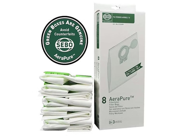 SEBO 8120AM Filter Bag Box for Airbelt D Series - 8 Pack - Avon Vacuums