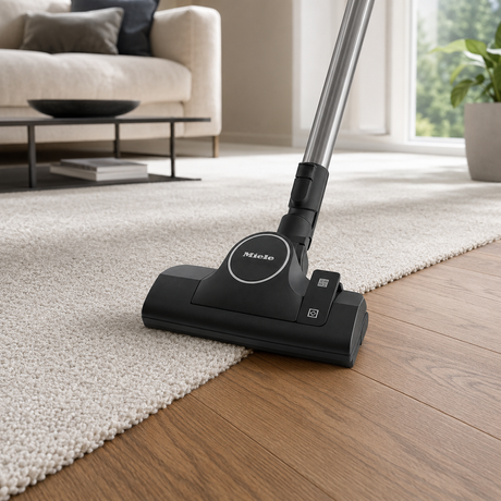 Genuine Miele SBD 365-3 AllTeQ Floorhead shown in a realistic home or maintenance setting
