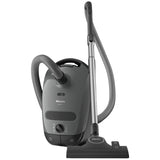 Gray Miele vacuum cleaner on a white background
