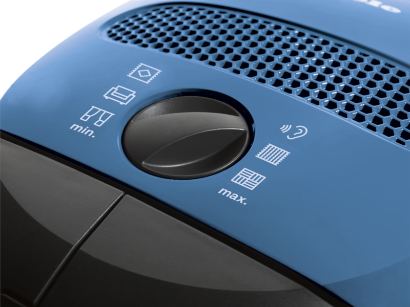 Close-up of Miele Classic C1 Turbo Team PowerLine suction control dial – variable suction settings