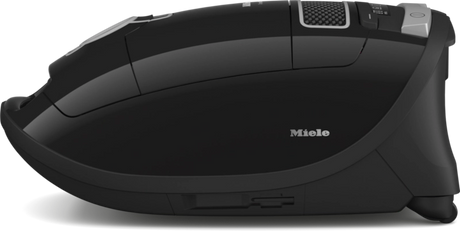 Side view of Miele Complete C3 Kona PowerLine Vacuum showing sleek black design – Obsidian Black