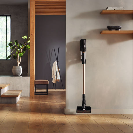 Miele Duoflex HX1 displayed in a modern living room showing the living design concept