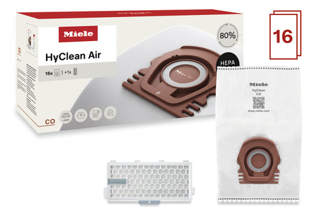 Miele HyClean Air CO Performance Pack contents 16 bags 1 HEPA filter for Guard M1
