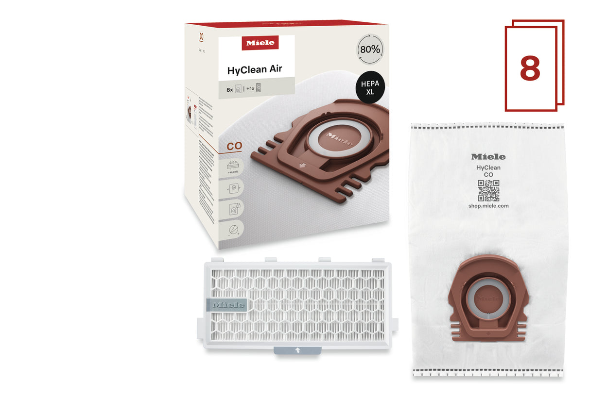 Miele HyClean Air TU Allergy XL Pack contents 8 bags 1 HEPA filter for Guard L1 and S1