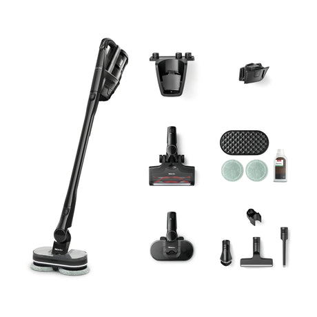 Miele Triflex HX3 Aqua — vacuum and included Aqua equipment layout