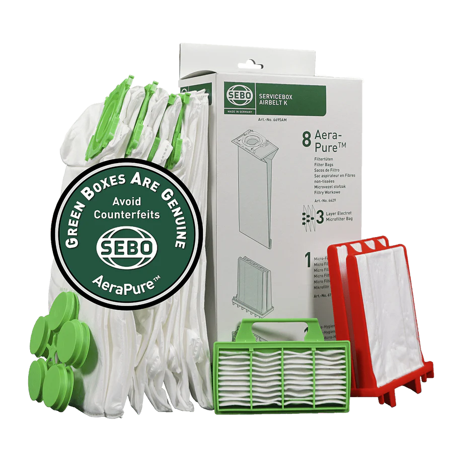SEBO Airbelt K-Series Service Box (6695AM) | 8 Bags & Filter Set - Avon Vacuums