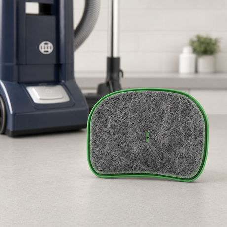 SEBO Felix & Dart Carbon Anti-Odor Motor Filter (7185ER) shown in a realistic use or maintenance setting