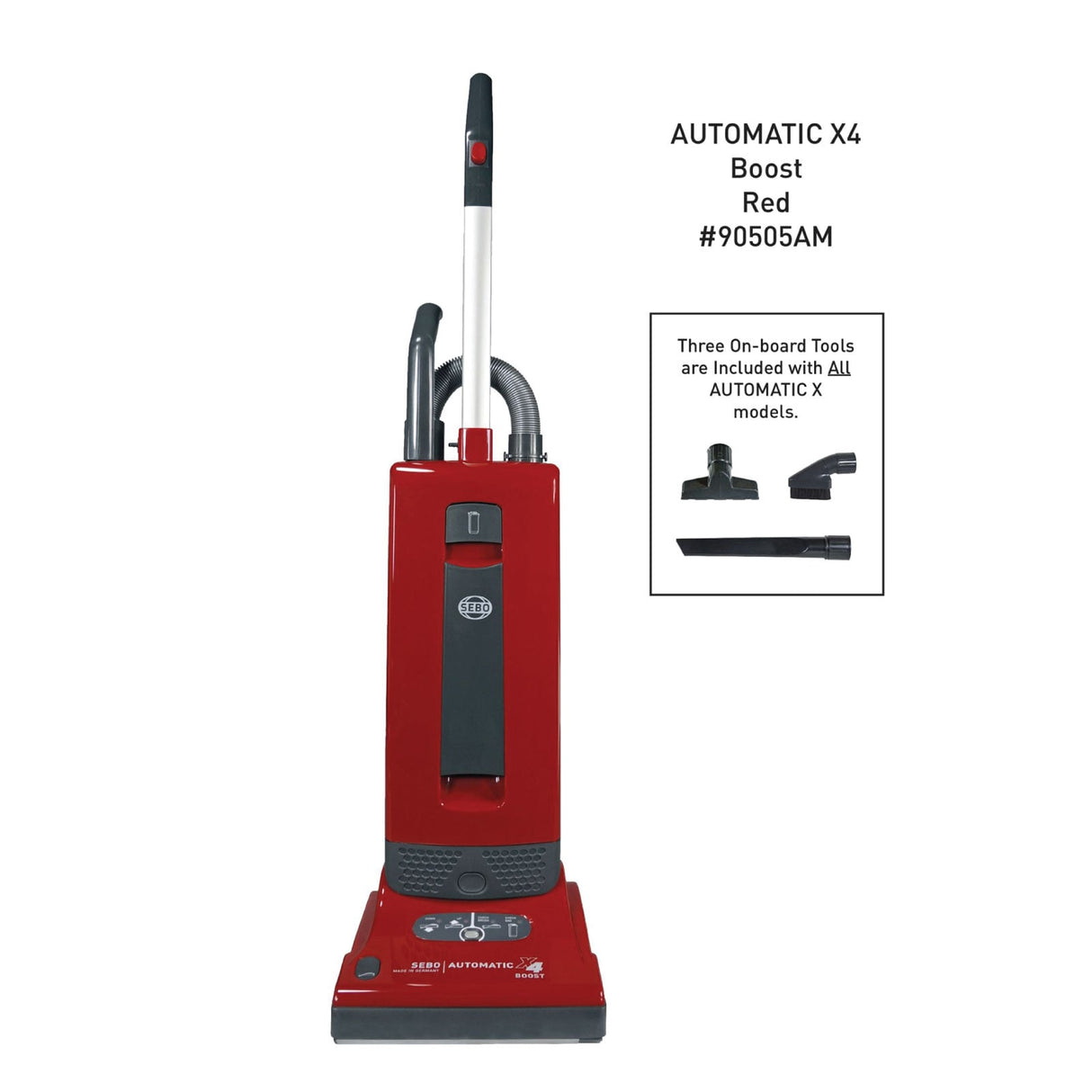 Official SEBO AUTOMATIC X4 Boost red 90505AM with three on-board tools