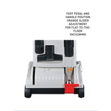 Official SEBO AUTOMATIC X4 foot pedal and flat-to-the-floor handle position