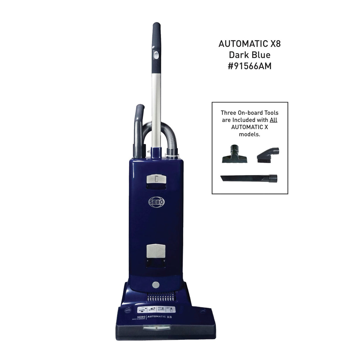 Official SEBO AUTOMATIC X8 dark blue 91566AM with three on-board tools