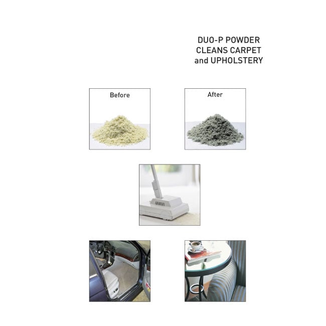 SEBO DUO-P dry cleaning powder lifting soil and stains from carpet fibers