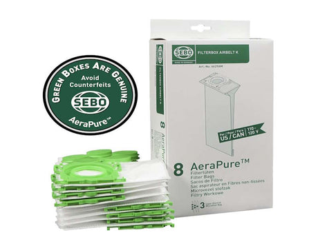 Genuine SEBO Filter Bags for Airbelt K-Series Canister Vacuums - 8 Pack - 6629AM - Avon Vacuums