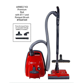 SEBO AIRBELT K3 Premium Canister Vacuum with Dual-Control Handle, ET-1 and Parquet Brush - Avon Vacuums