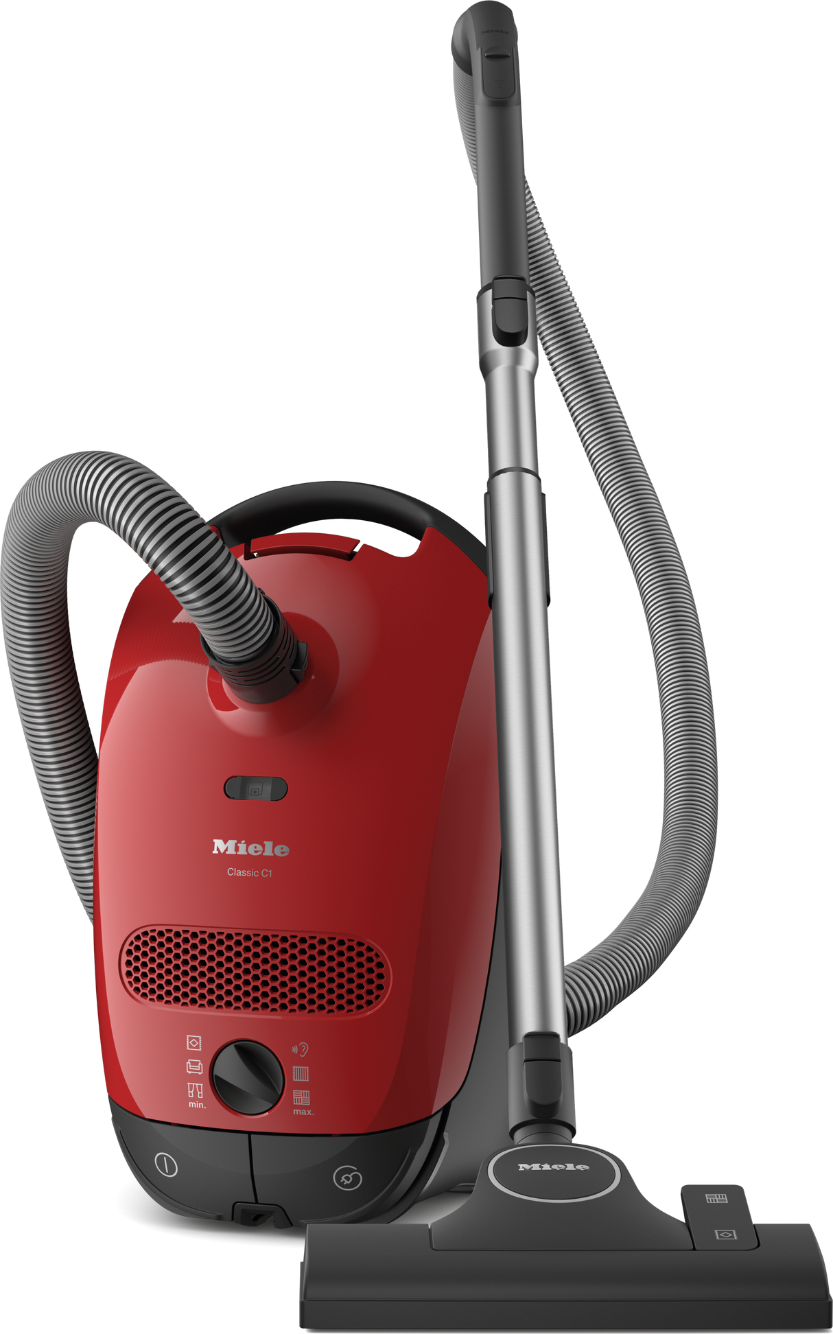 Miele Classic C1 Pure Suction HomeCare PowerLine canister vacuum in Mango red
