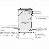 VacuMaid UV100 two-inlet HEPA-style filter bag diagram