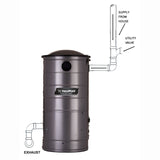 VacuMaid UV100 wall-mounted utility vacuum installation example